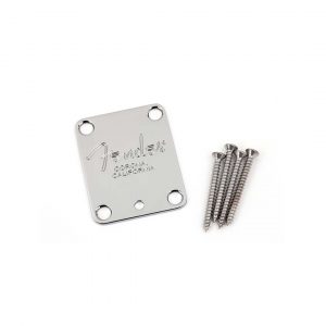 4-Bolt American Series Guitar Neck Plate with "Fender® Corona" Stamp (Chrome)