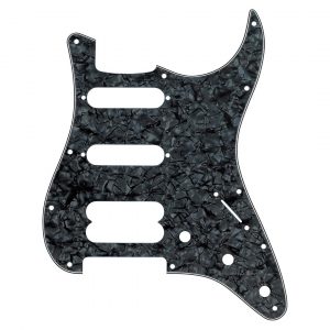 Pickguard, Stratocaster® H/S/S, 11-Hole Mount (No Holes Drilled For HB Pickup Mount), Black Pearl, 4-Ply