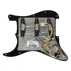 Pre-Wired Strat Pickguard, Custom Shop Fat 50's SSS, Black 11 Hole PG