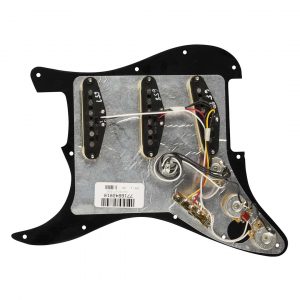Pre-Wired Strat Pickguard, Tex-Mex SSS, Black 11 Hole PG