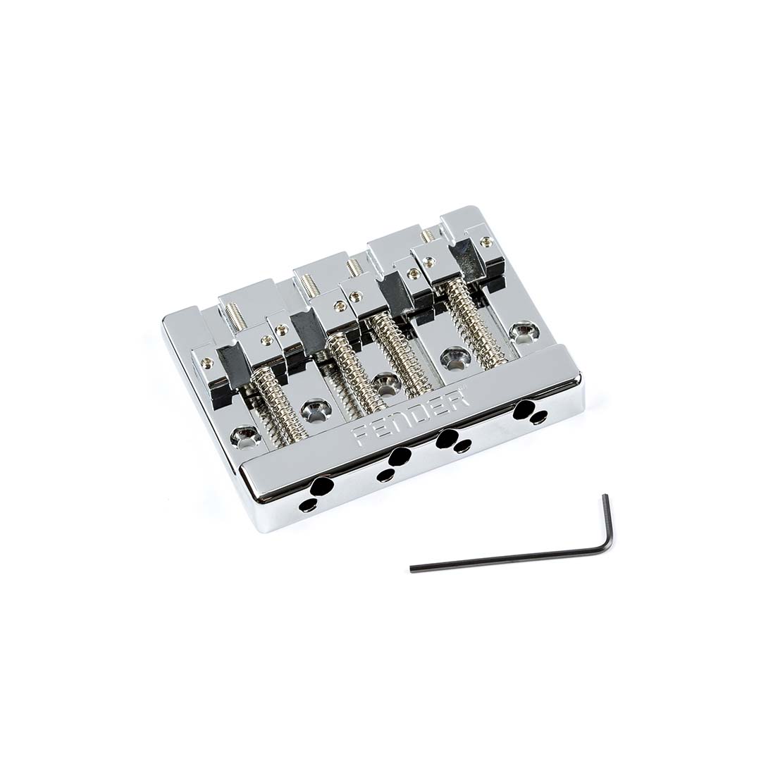 Fender® HiMass™ 4-String Bass Bridge Assembly With Zinc Saddles, Chrome