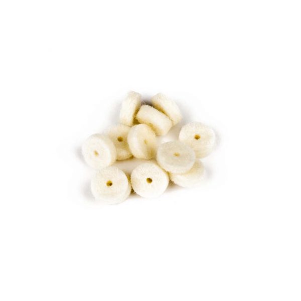 White Strap Button Felt Washers (12)
