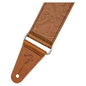 Tooled Leather Guitar Strap, Brown, 2"