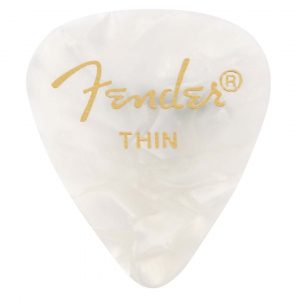 Premium Celluloid 351 Shape Picks, Thin, White Moto, 12-Pack