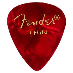 Premium Celluloid 351 Shape Picks, Thin, Red Moto, 12-Pack