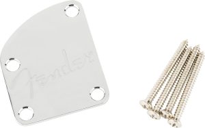 4-Bolt Deluxe Series Contoured Neck Plate w/Logo, (Chrome)