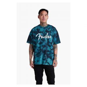 Fender® Spaghetti Logo Tie-Dye T-Shirt, Blue, M
