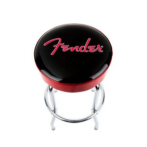Fender® Red Sparkle Logo Barstool, Black/Red Sparkle 30"