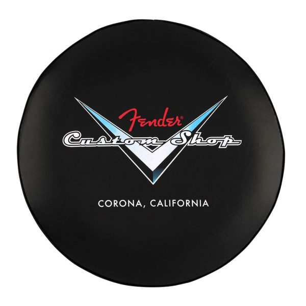 Fender® Custom Shop Chevron Logo Barstool, Black/Chrome, 24" - Image 3