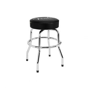 Fender® Spaghetti Logo Pick Pouch Barstool, Black/Chrome, 24"